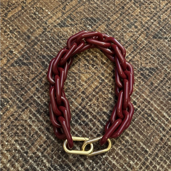 Clare V. Handbags - Clare V. Shortie Strap - Chunky Burgundy Chain Bracelet with Gold Clasp